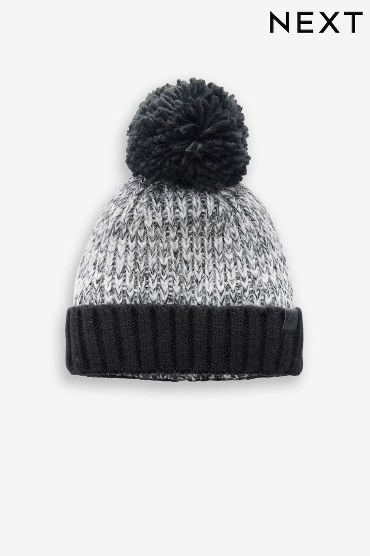 Black/White Ombre Lined Bobble Hat - Image 1 of 1