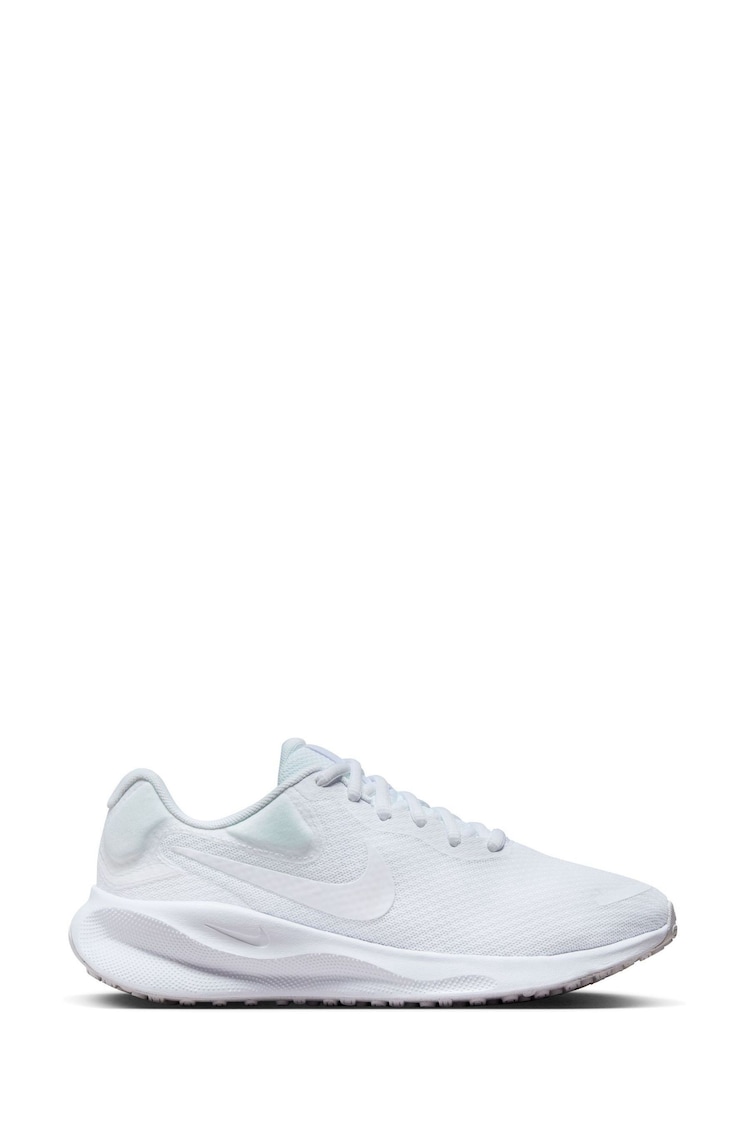 Nike White Revolution 7 Road Running Trainers - Image 1 of 1