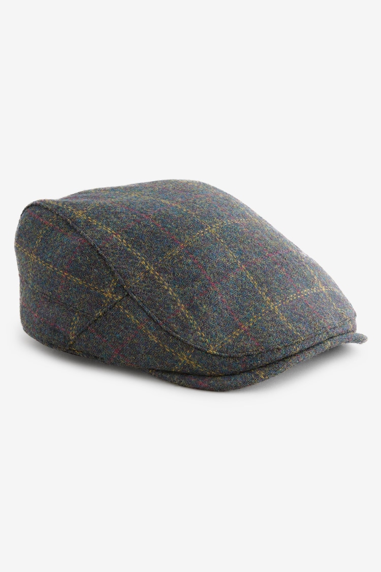 Green Check Wool Blend Flat Cap - Image 1 of 1