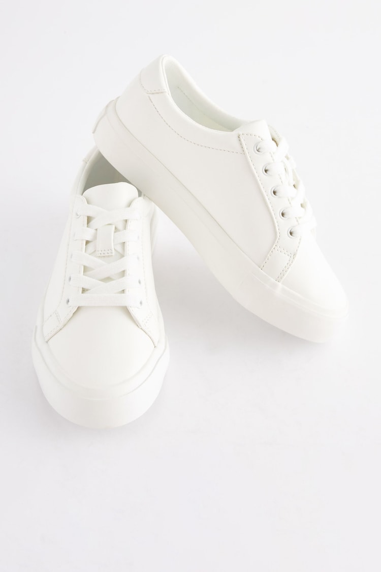 White Lace Up Smart Trainers - Image 1 of 1