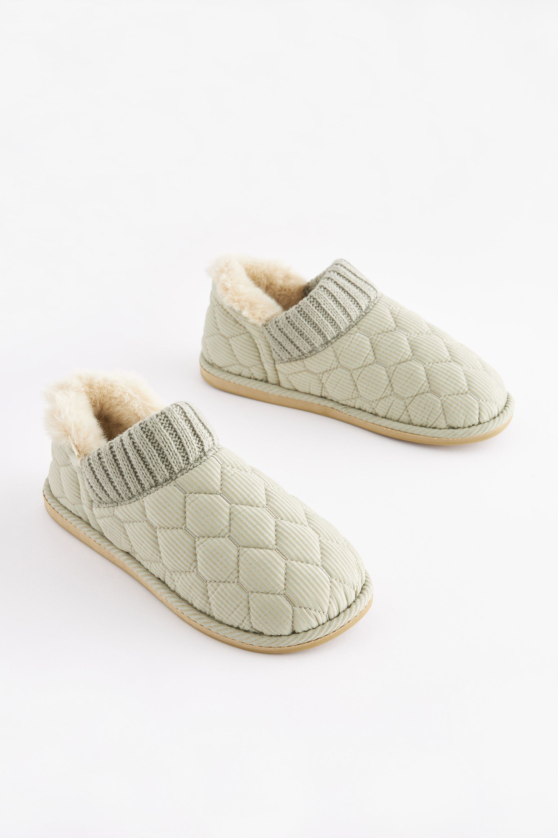 Buy Grey Quilted Shoot Slippers from the Next UK online shop
