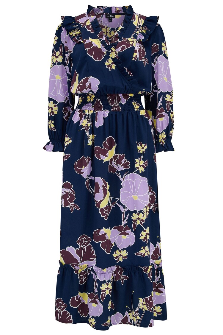 Pour Moi Navy Floral Print Maggie Dress - Image 1 of 1