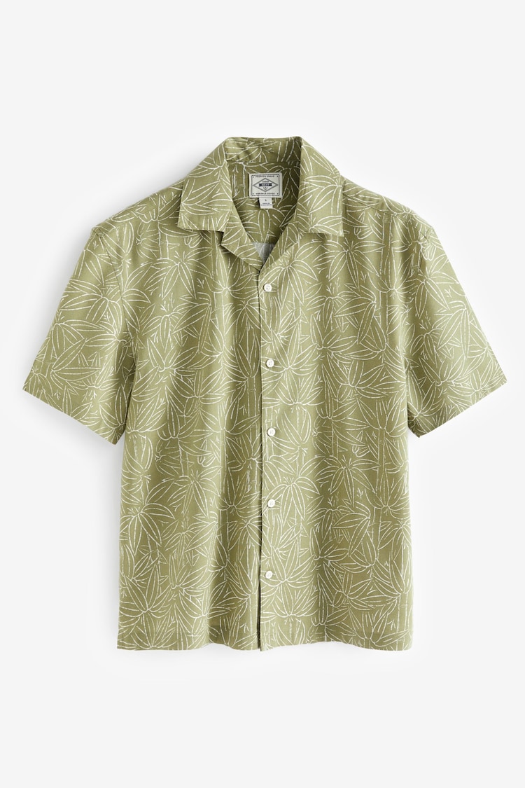 Green Floral Short Sleeve Shirt With Cuban Collar - Image 1 of 1