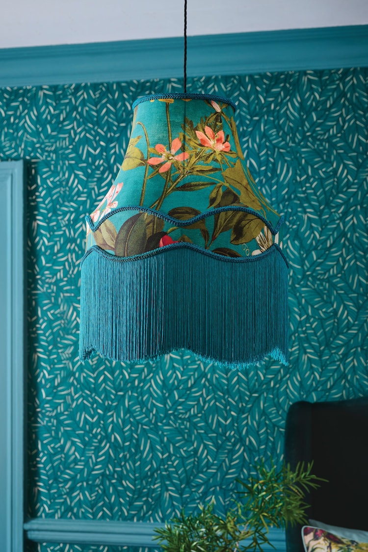 Clarke and Clarke Blue Passiflora Tassel Easyfit Lamp Shade - Image 1 of 1