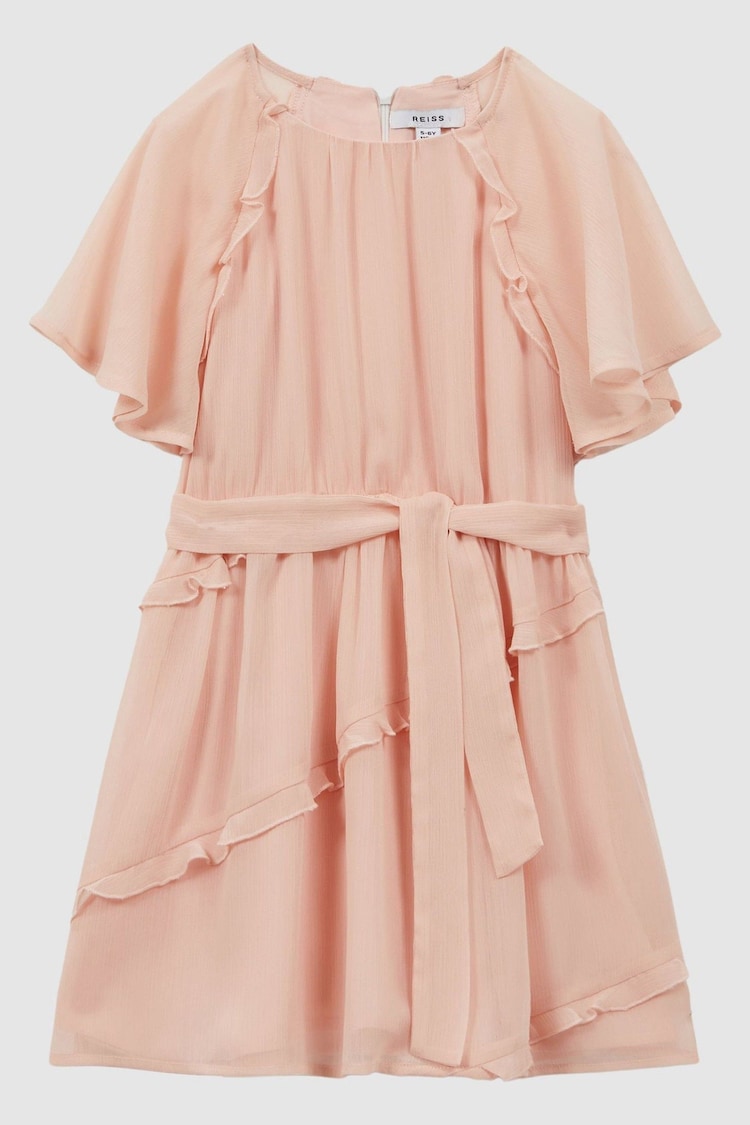 Reiss Pink Aubrey Belted Frill Dress - Image 1 of 1
