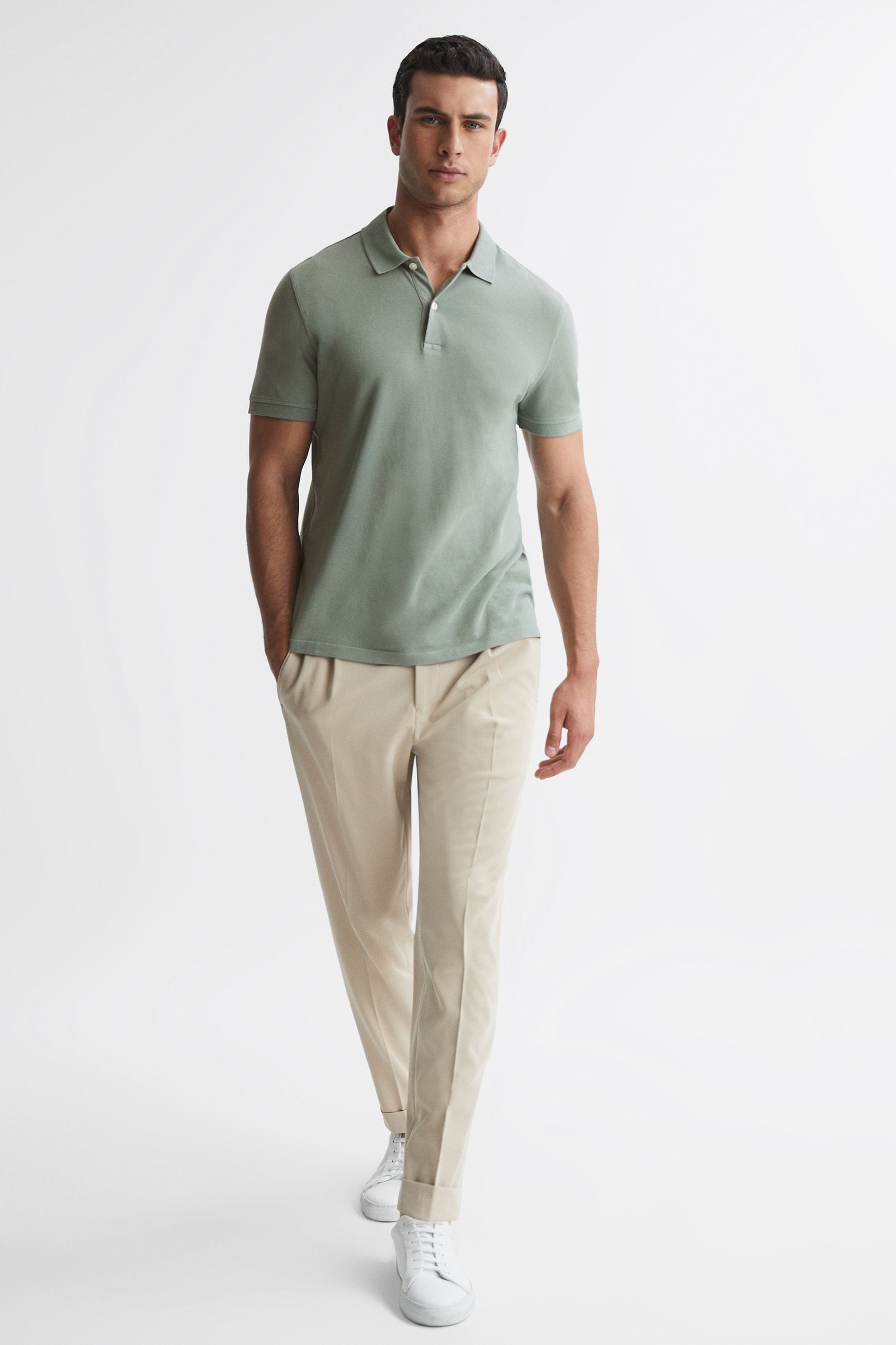 Buy Reiss Sage Puro Slim Fit Garment Dye Polo Shirt from the Next UK ...