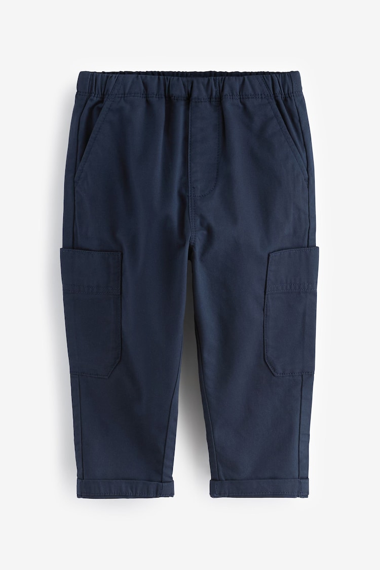 Navy Side Pocket 100% Cotton Pull On Trousers (3mths-7yrs) - Image 1 of 1