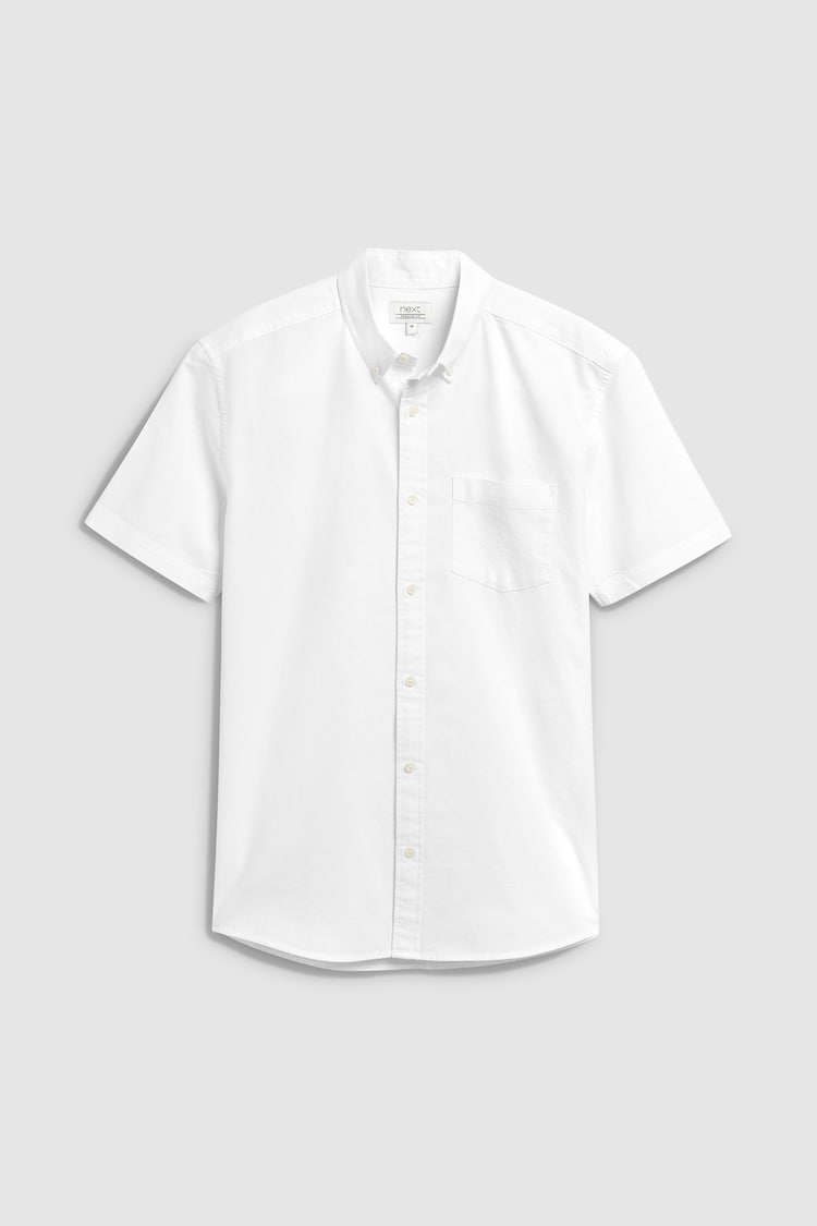 White Regular Fit Short Sleeve Oxford Shirt - Image 1 of 1