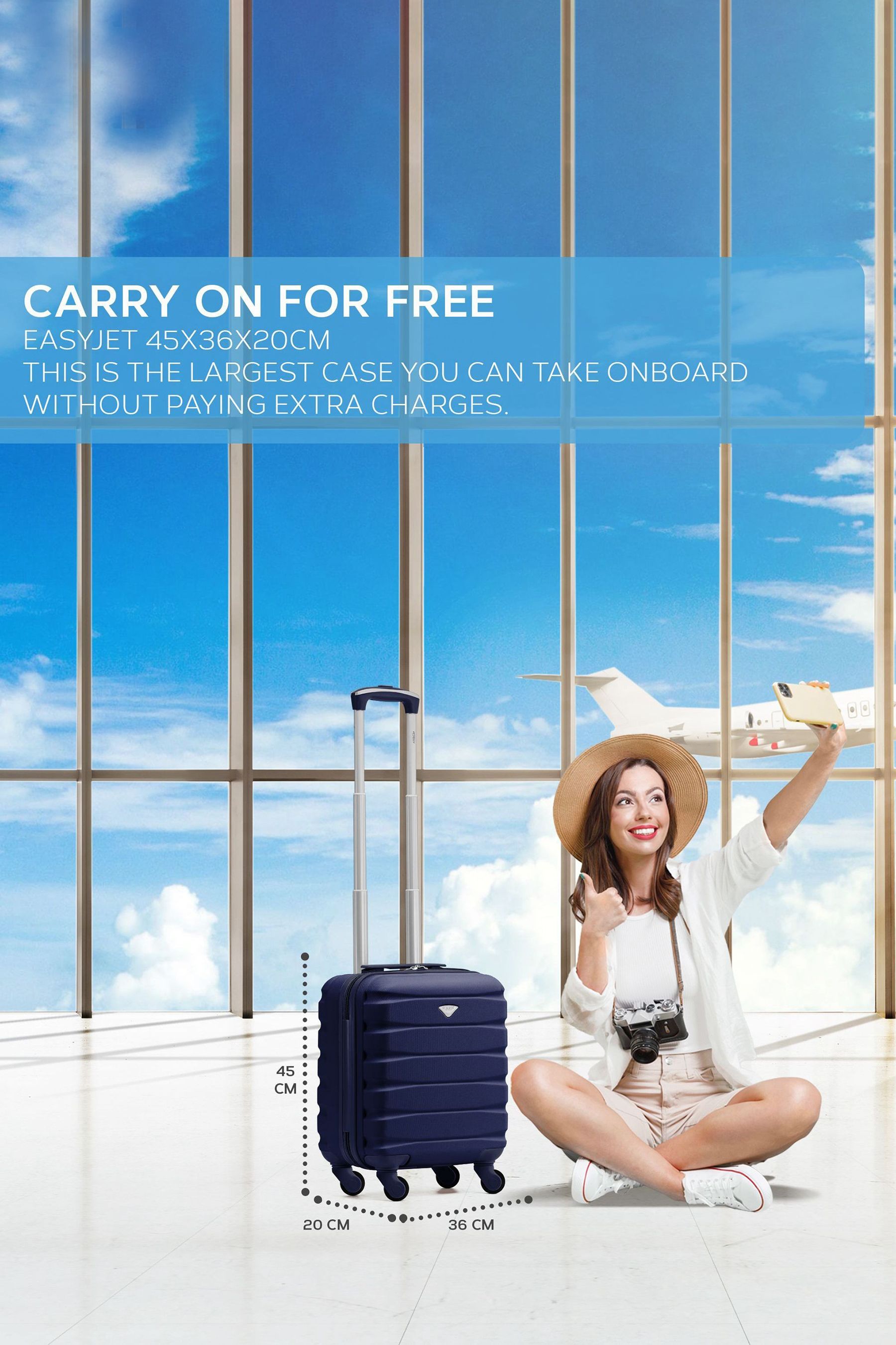 Buy Flight Knight 45x36x20cm EasyJet Underseat 4 Wheel ABS Hard Case