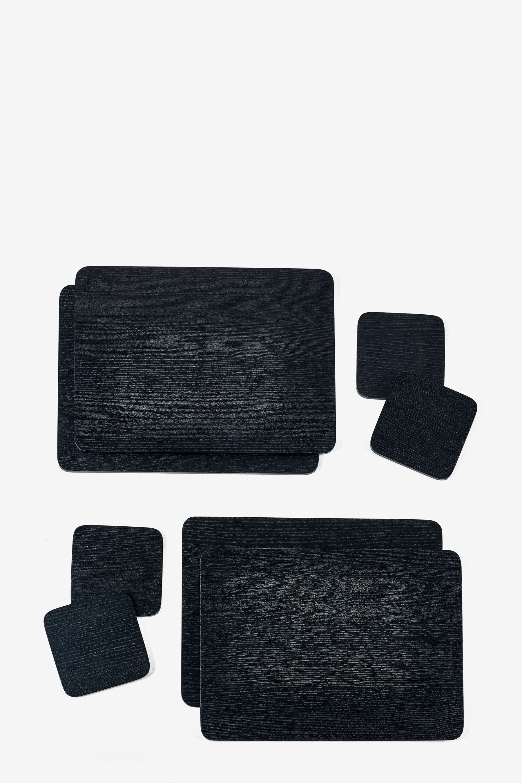 Buy Set of 4 Black Wood Wood Veneer Placemats and Coasters from the