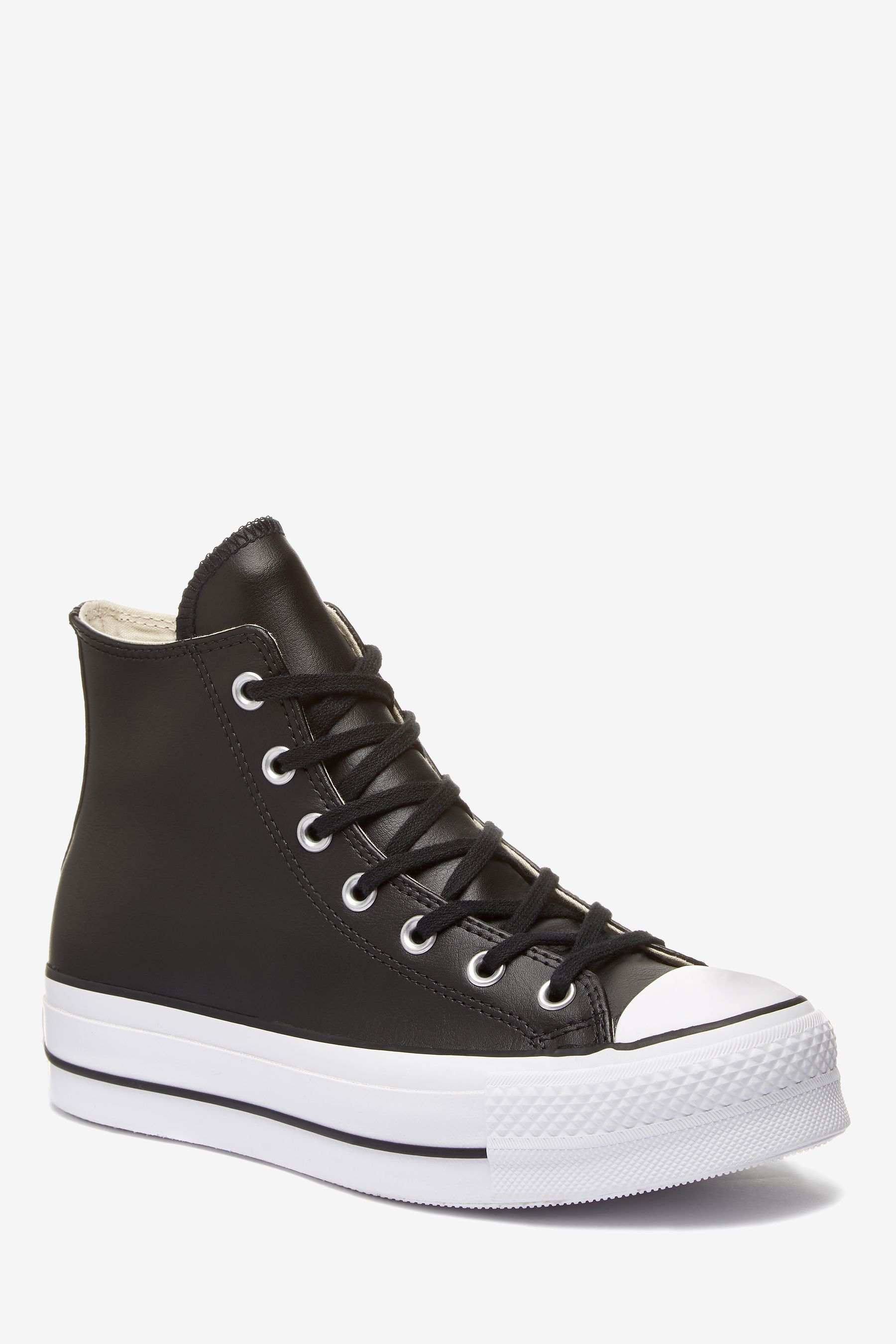 Buy Converse Black Platform Lift Chuck Taylor Leather High Trainers ...