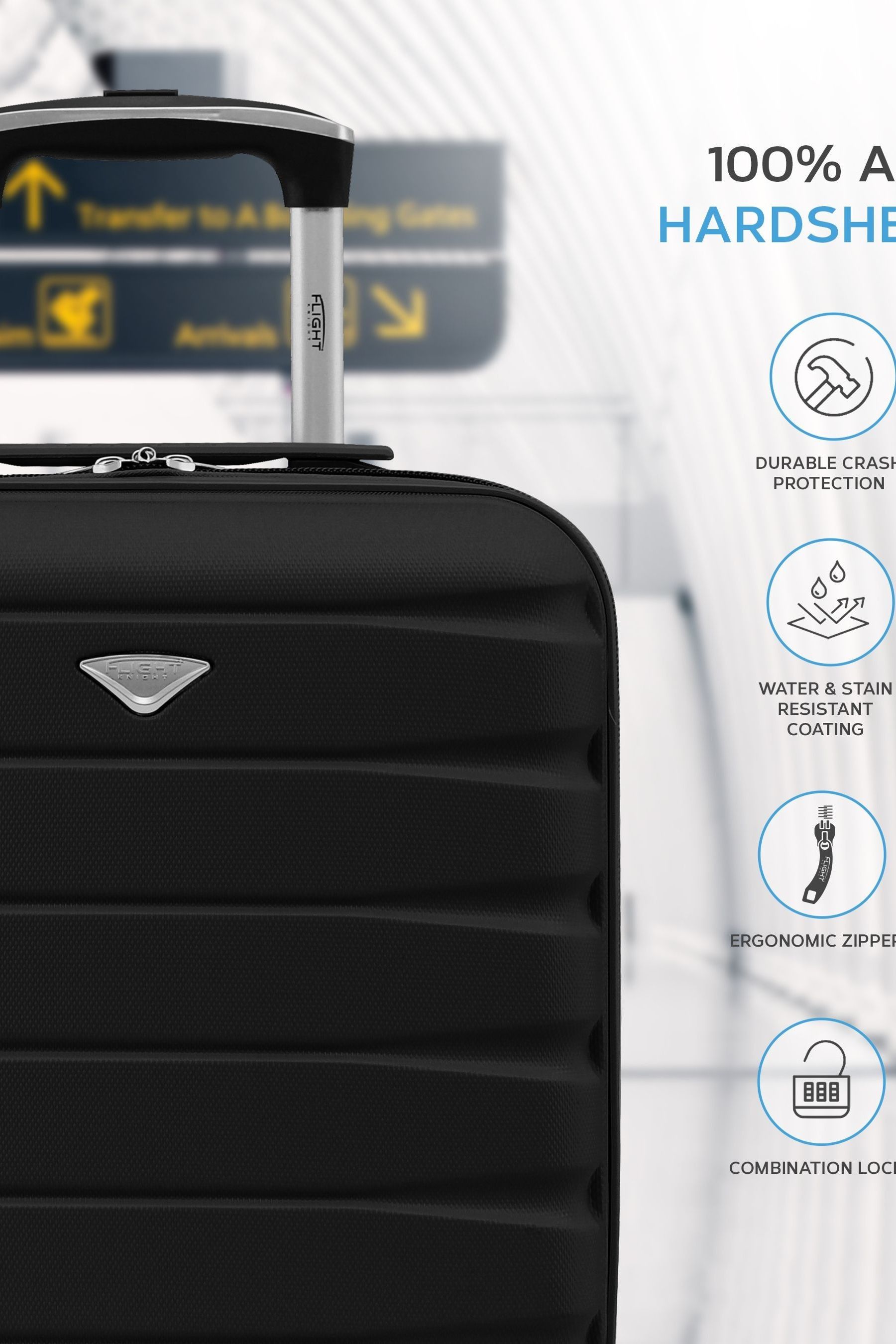 Buy Flight Knight 45x36x20cm EasyJet Underseat 4 Wheel ABS Hard Case