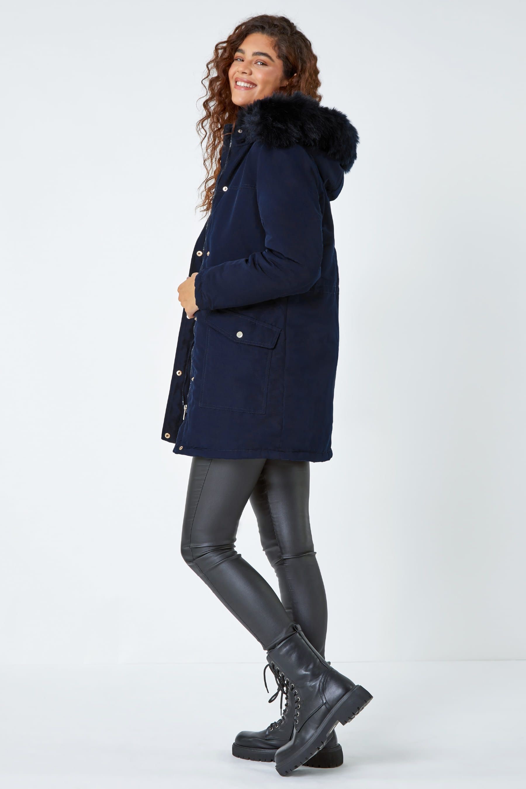 Buy Roman Blue Faux Fur Hood Parka Coat from the Next UK online shop