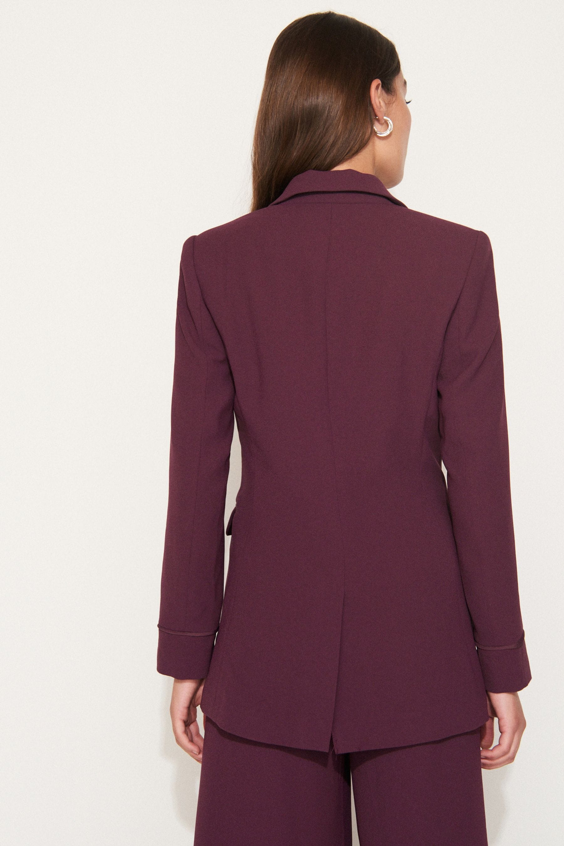 Buy Plum Purple Tailored Crepe Single Breasted Blazer from Next Ireland