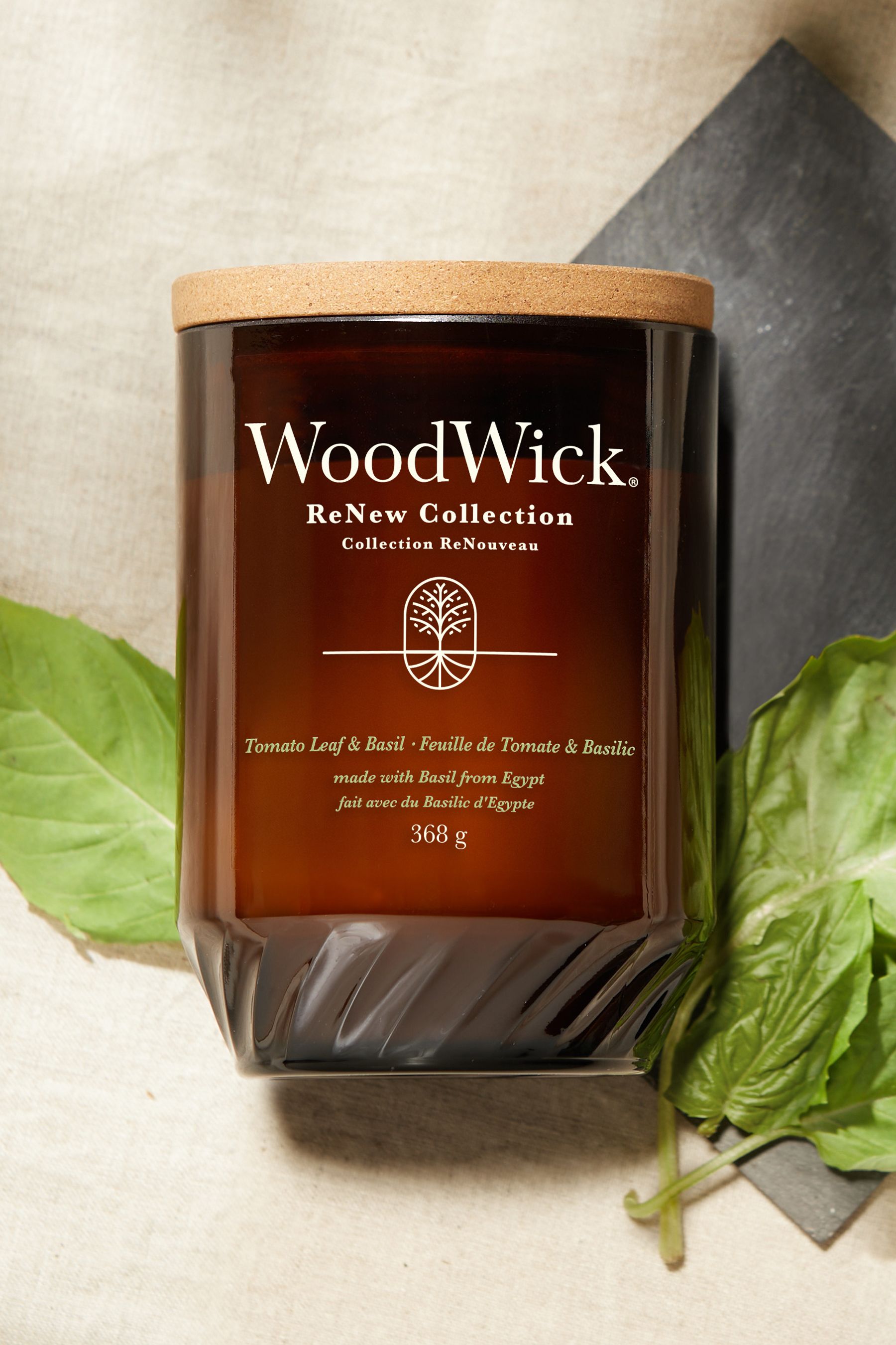 Buy Woodwick Natural ReNew Large Tomato Leaf Basil Scented Candle from