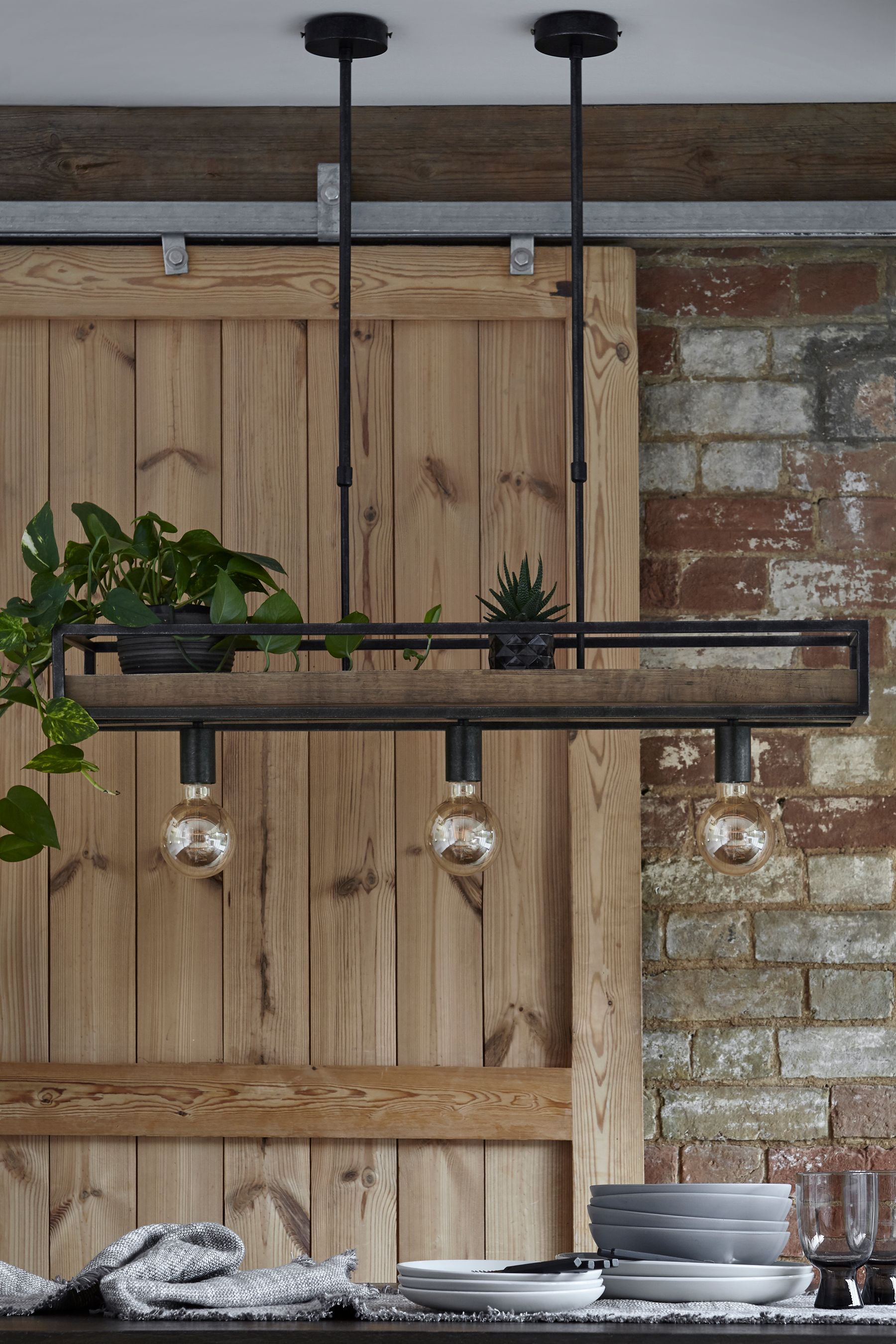 Buy Brown Bronx Shelf Linear 3 Light Pendant Ceiling Light from the Next UK online shop