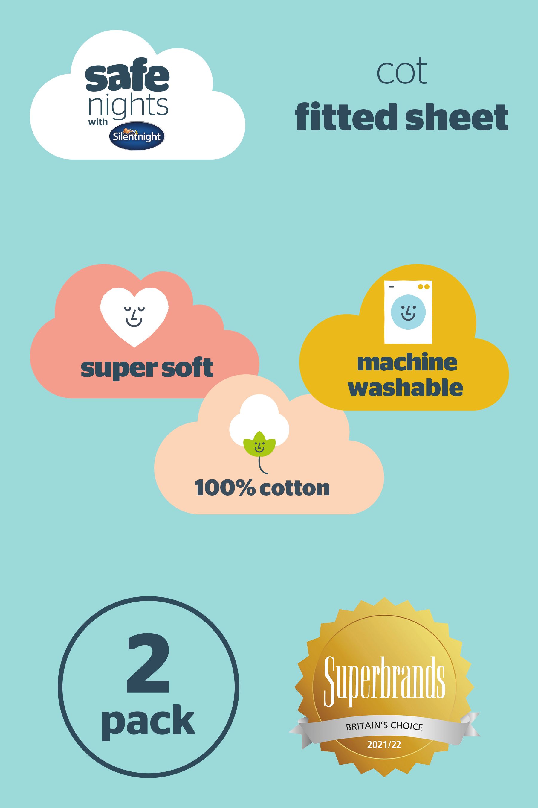 Buy Silentnight 2 Pack Pink Stars Safe Nights Cot Bed Fitted Sheets