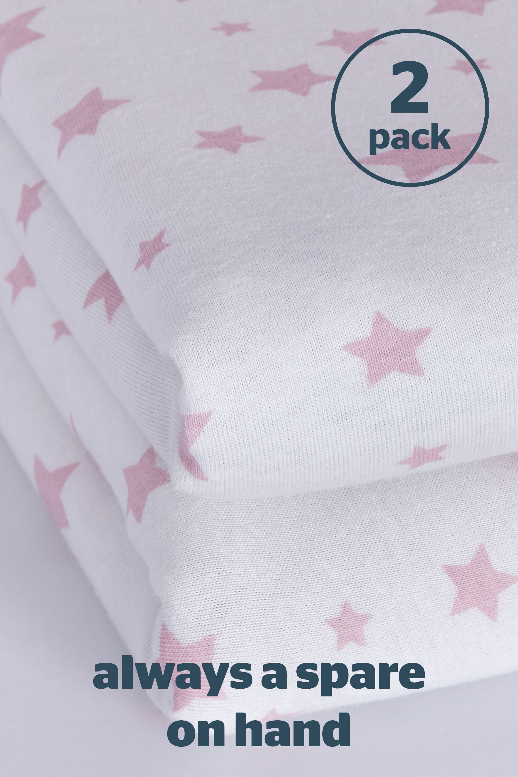 Buy Silentnight 2 Pack Pink Stars Safe Nights Cot Bed Fitted Sheets