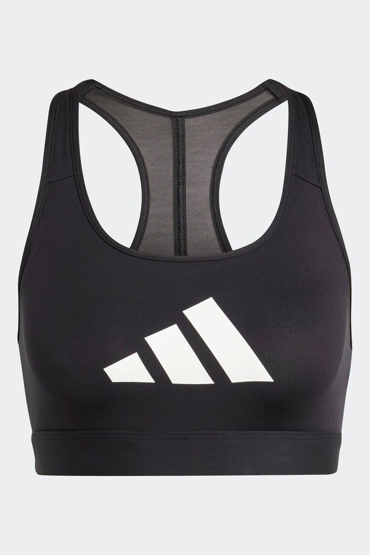 adidas Black Powerreact Big Logo Low Impact Bra - Image 1 of 1