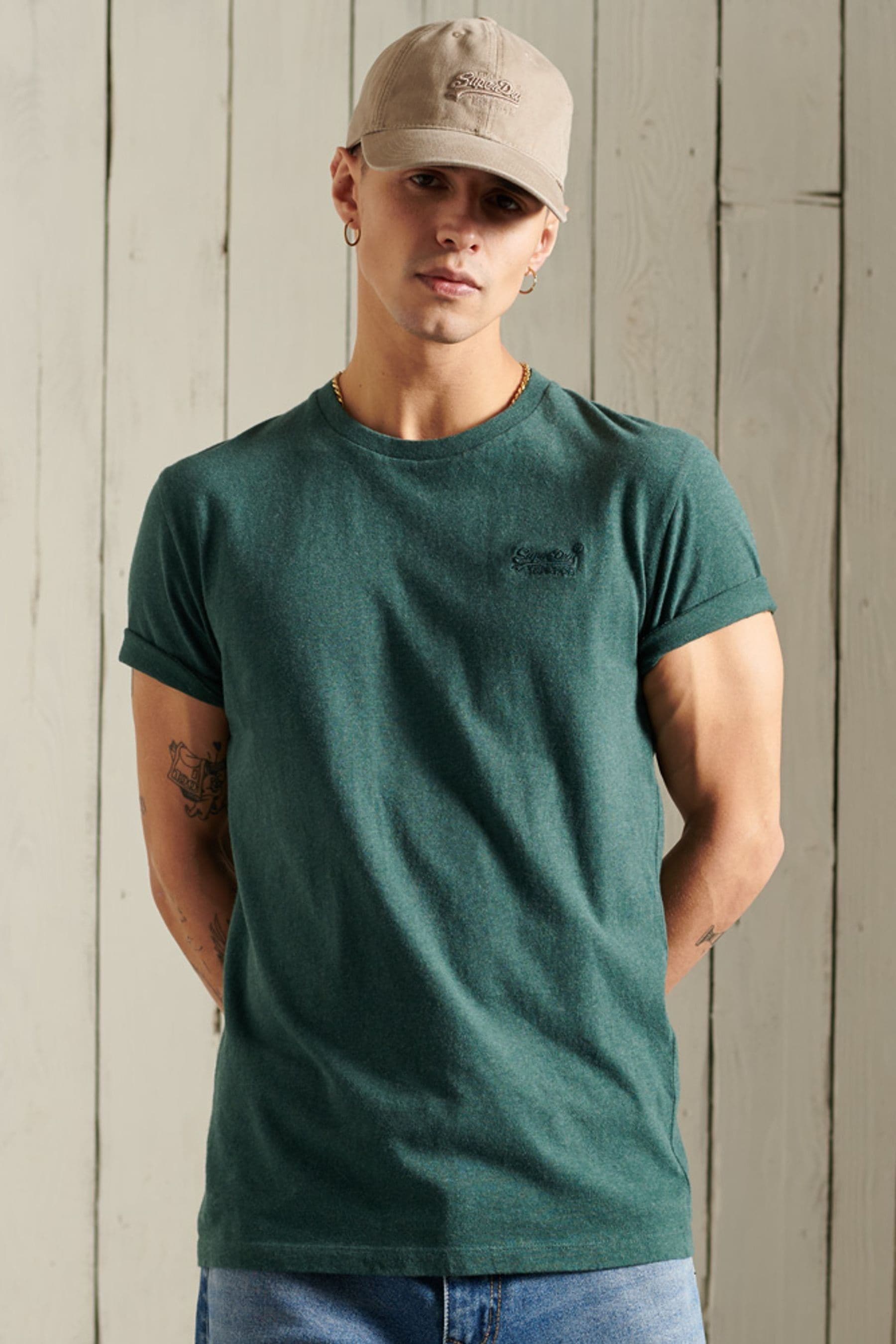 Buy Superdry Green Organic Cotton Vintage Logo Embroidered TShirt from