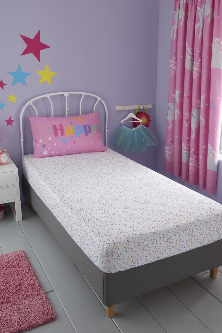 Bedlam Pink Glow In The Dark Unicorn Fitted Sheet - Image 1 of 1