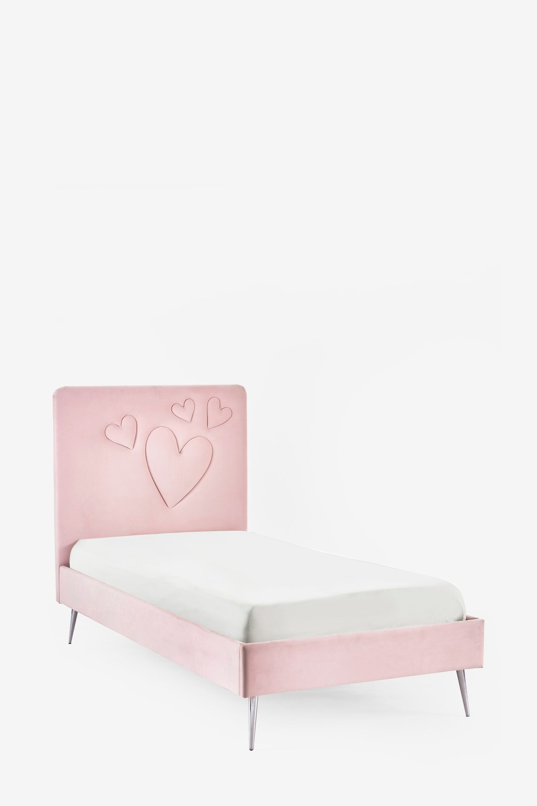 Buy Opulent Velvet Blush Pink Heart Kids Upholstered Bed Frame from