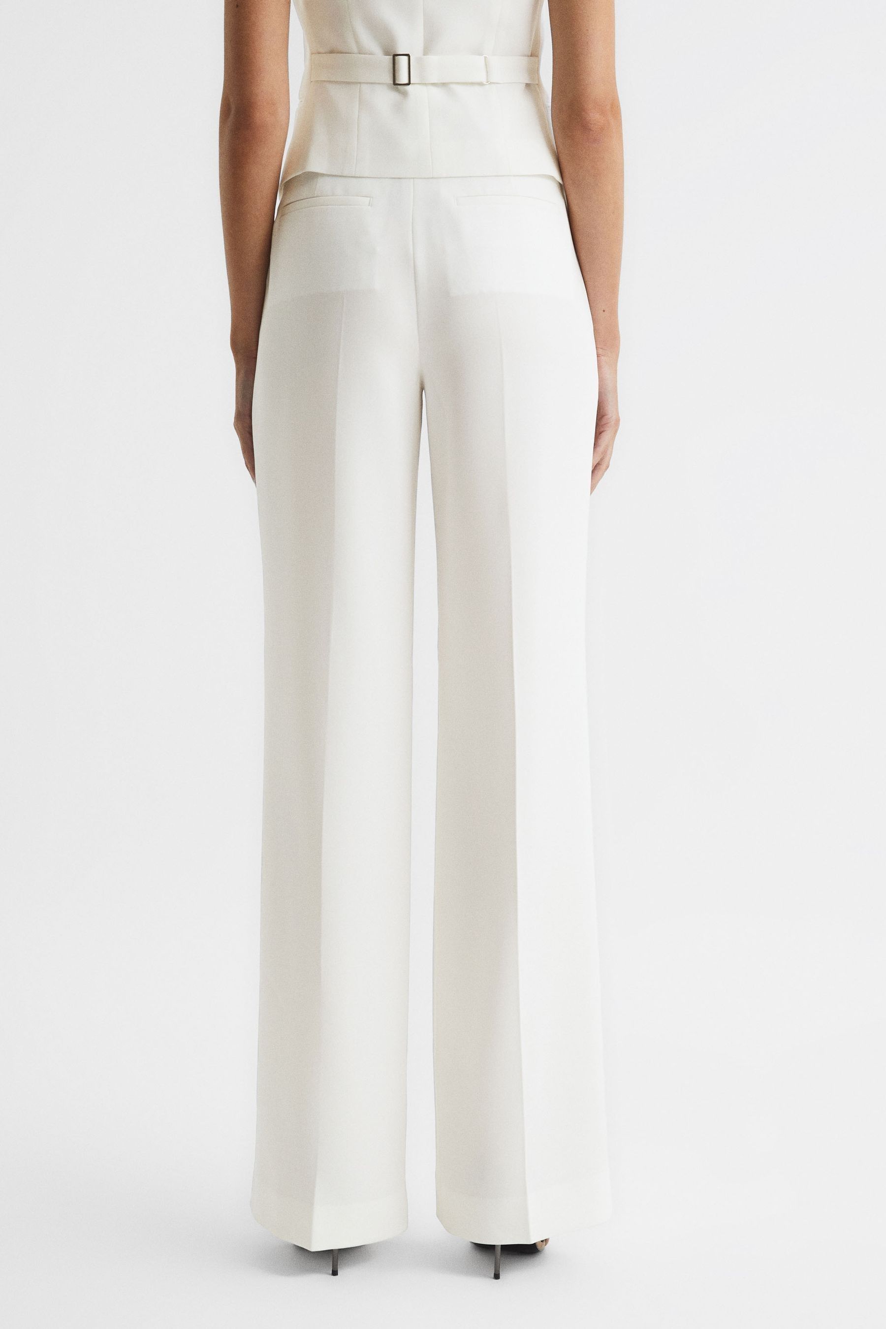 Buy Reiss White Tatum Crepe Wide Leg Trousers from the Next UK online shop