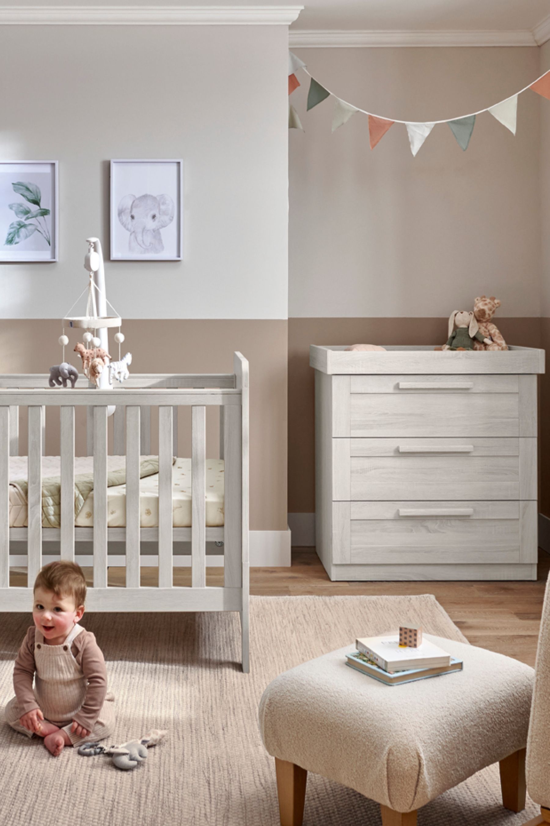 Buy Mamas & Papas 3 Piece Nimbus White Atlas Cot Bed Range with Dresser and Wardrobe from the