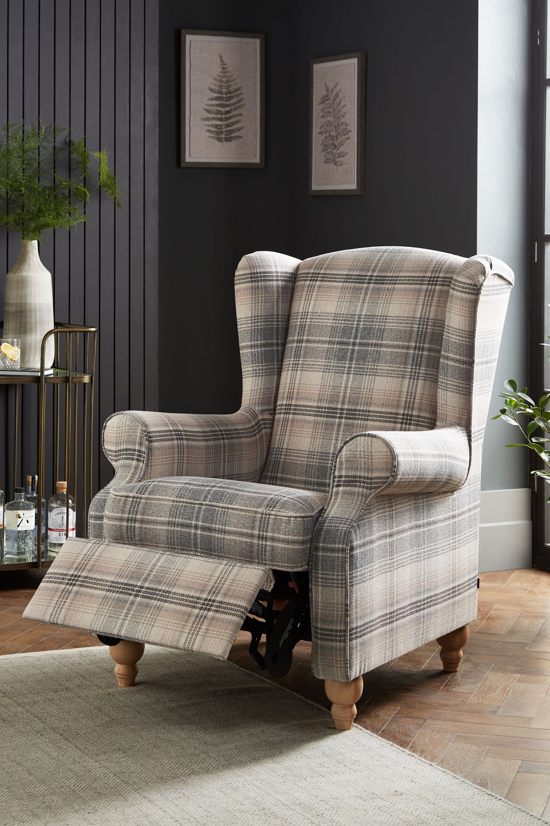 Buy Versatile Check Nevis Grey Manual Recliner Sherlock Highback