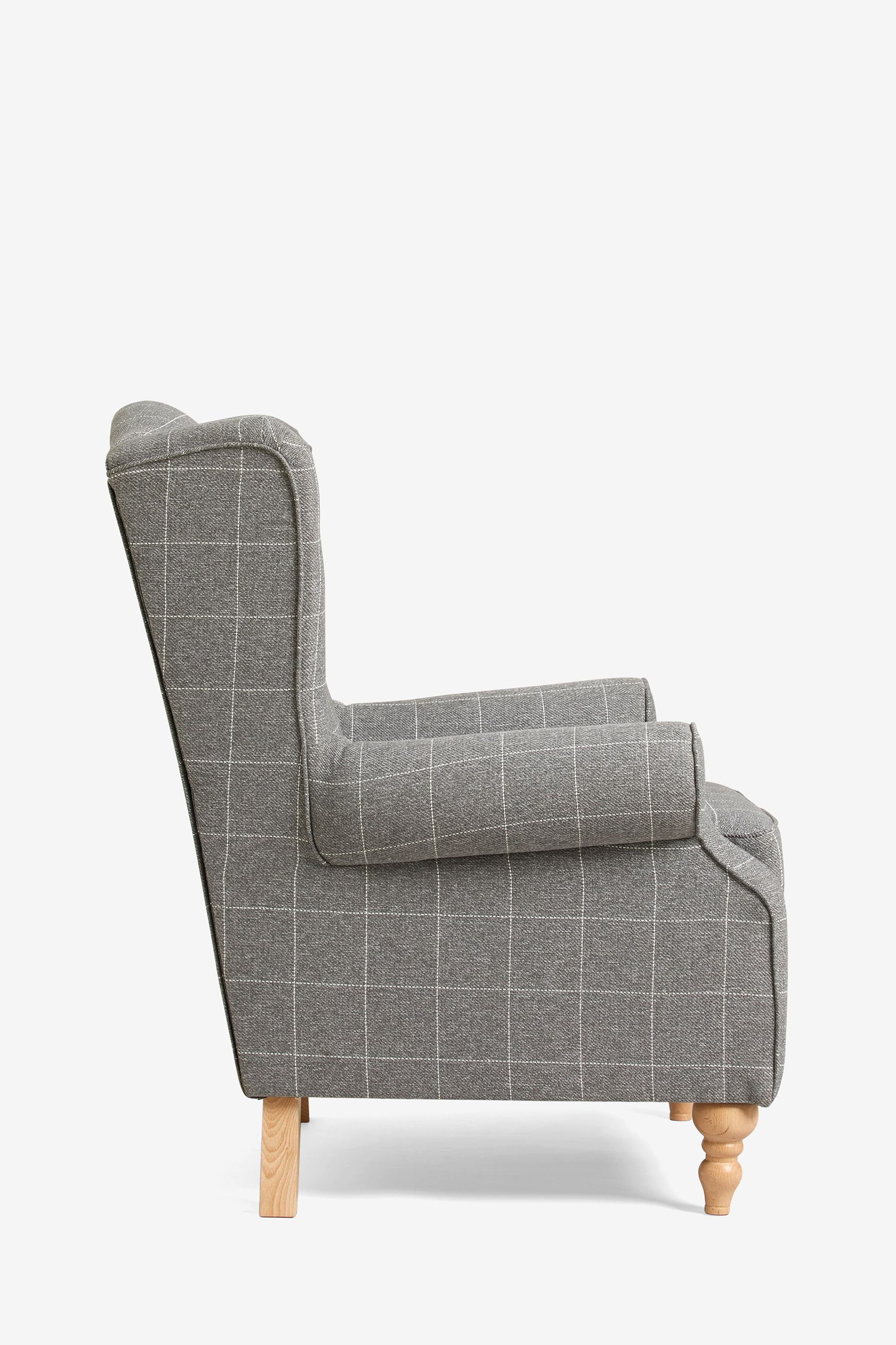 Buy Tweedy Check Lawson Mid Grey Sherlock Highback Armchair from the