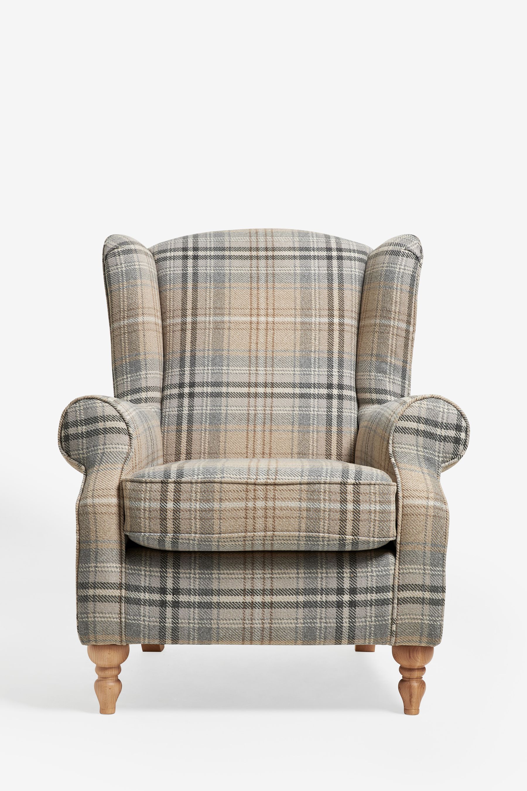 Buy Tweedy Check Kildare Grey Sherlock Highback Armchair from the Next
