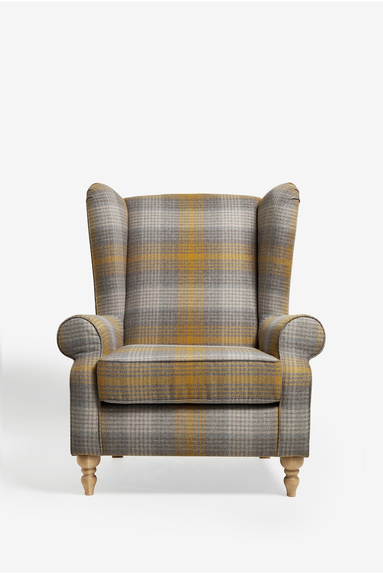 Tweedy Check Murray Ochre Yellow Grande Sherlock Highback Armchair - Image 1 of 1