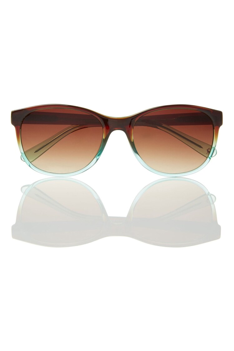 Marrón/verde azulado - Gafas de sol pequeñas clásicas con diseño bicolor degradado de Joules - Imagen 1 de 1