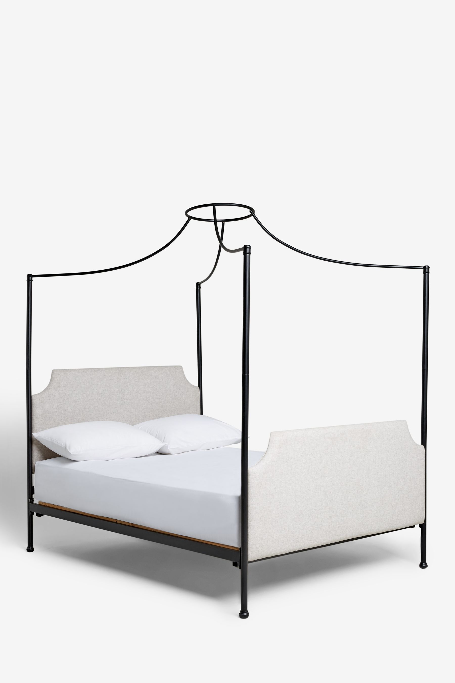 Buy Black Isla Metal 4 Poster Bed Frame with Wool Blend Natural Stone