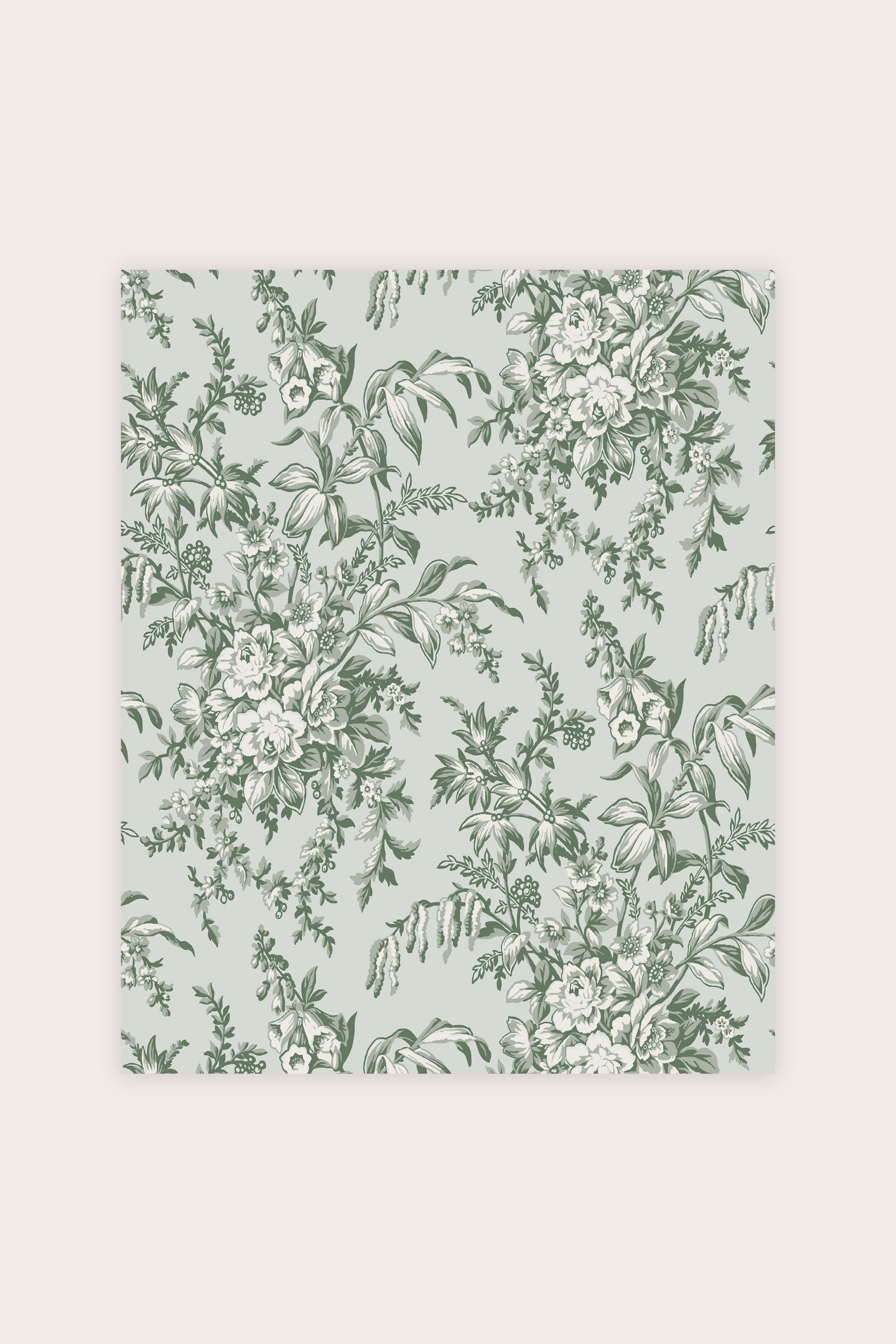 Buy Laura Ashley Sage Green Picardie Wallpaper Sample Wallpaper from