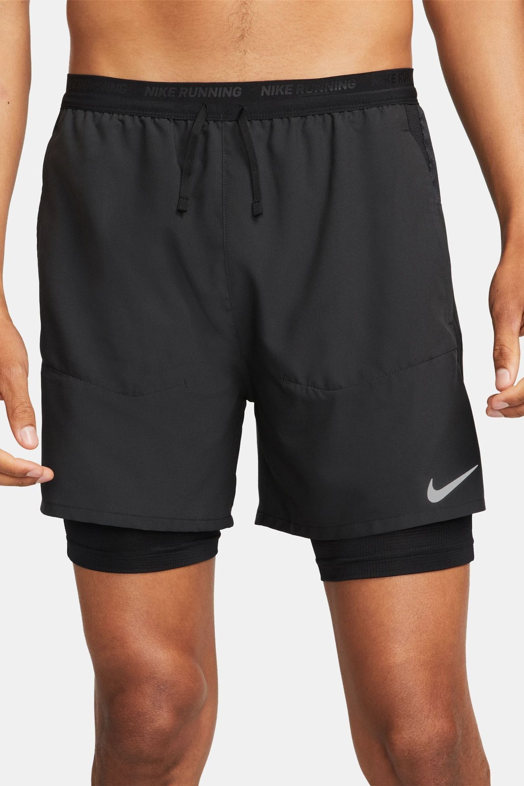 Buy Nike Black DriFIT Stride 5 Inch 2in1 Running Shorts from the
