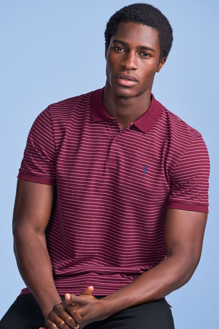 Burgundy Red Stripe Pique Polo Shirt - Image 1 of 1