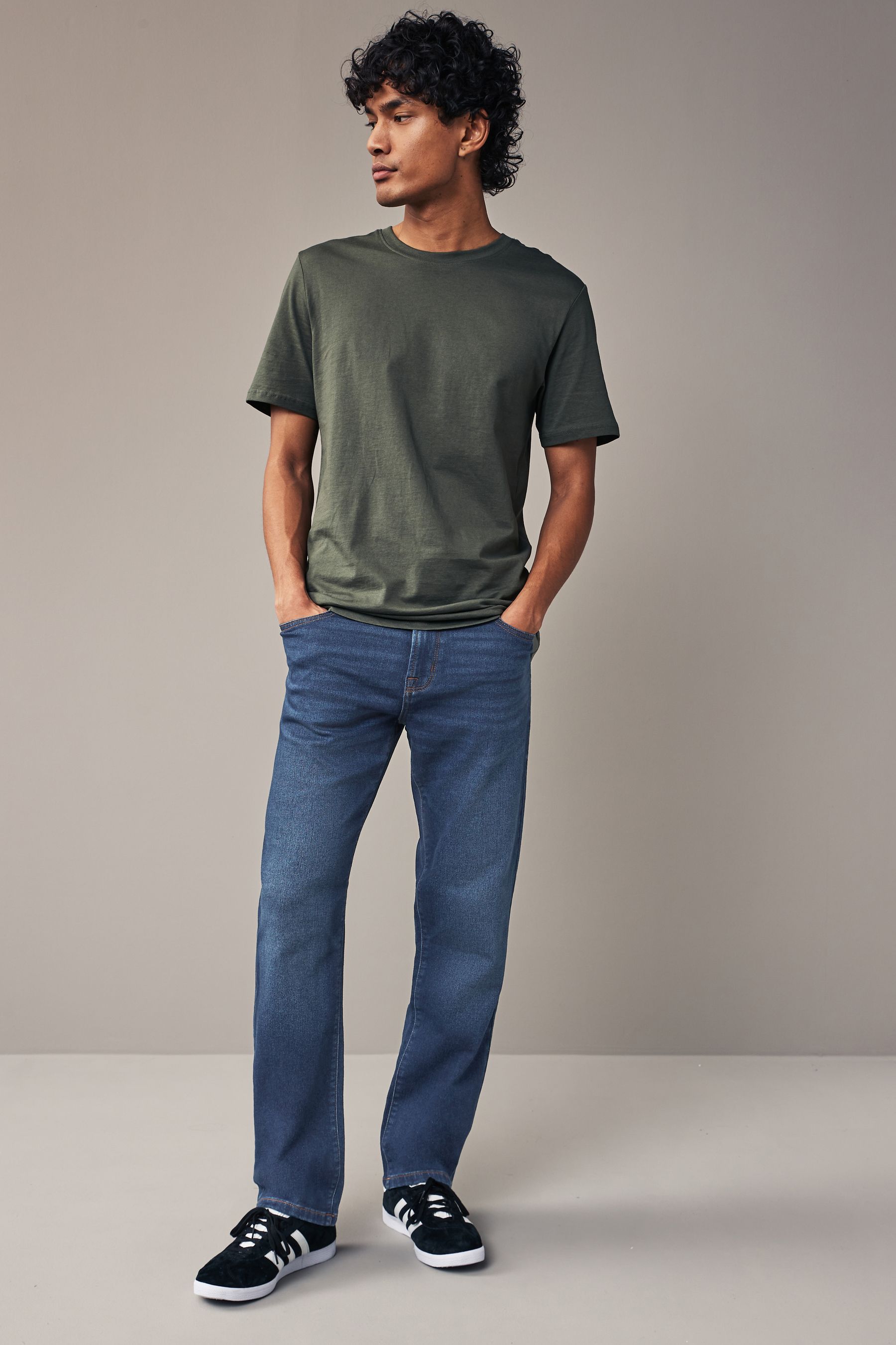 Buy Blue Straight Fit Comfort Stretch Jeans from the Next UK online shop