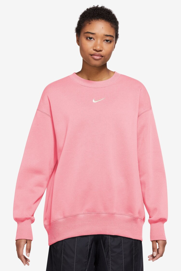 Nike Mid Pink Oversized Mini Swoosh Sweatshirt - Image 1 of 1