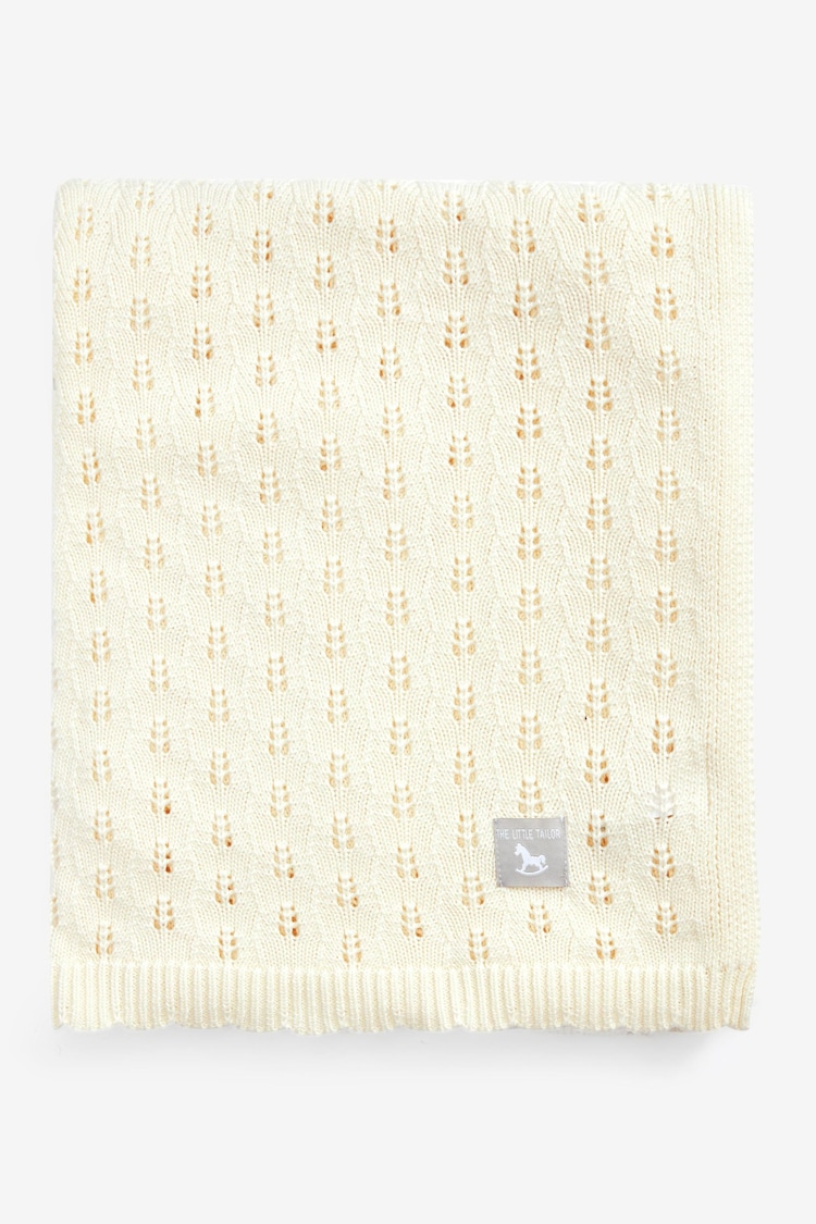 The Little Tailor Cream 100% Cotton Pointelle Baby Blanket - Image 1 of 1