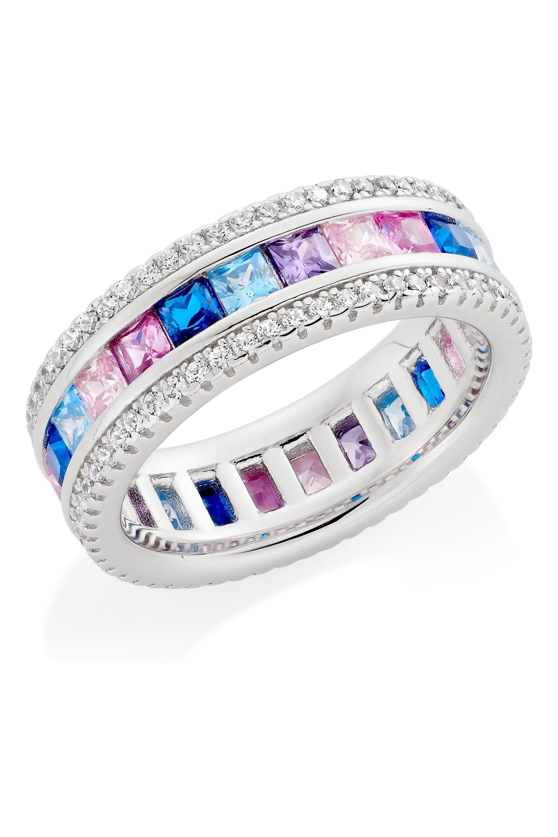 Buy Beaverbrooks Silver Cubic Zirconia Multi Colour Ring from the Next