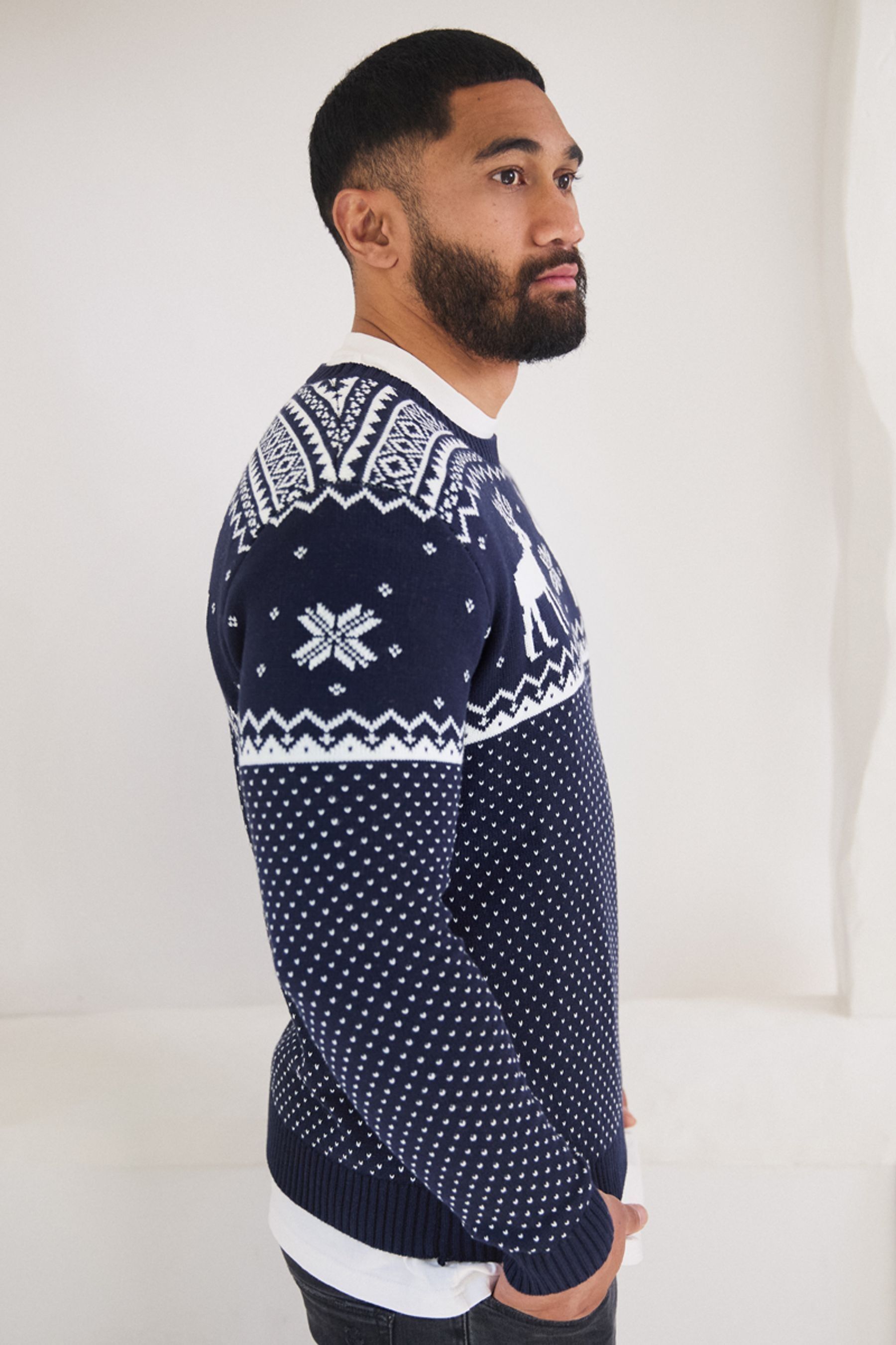 Buy The Little Tailor Men's Christmas Reindeer Fairisle Jumper from the