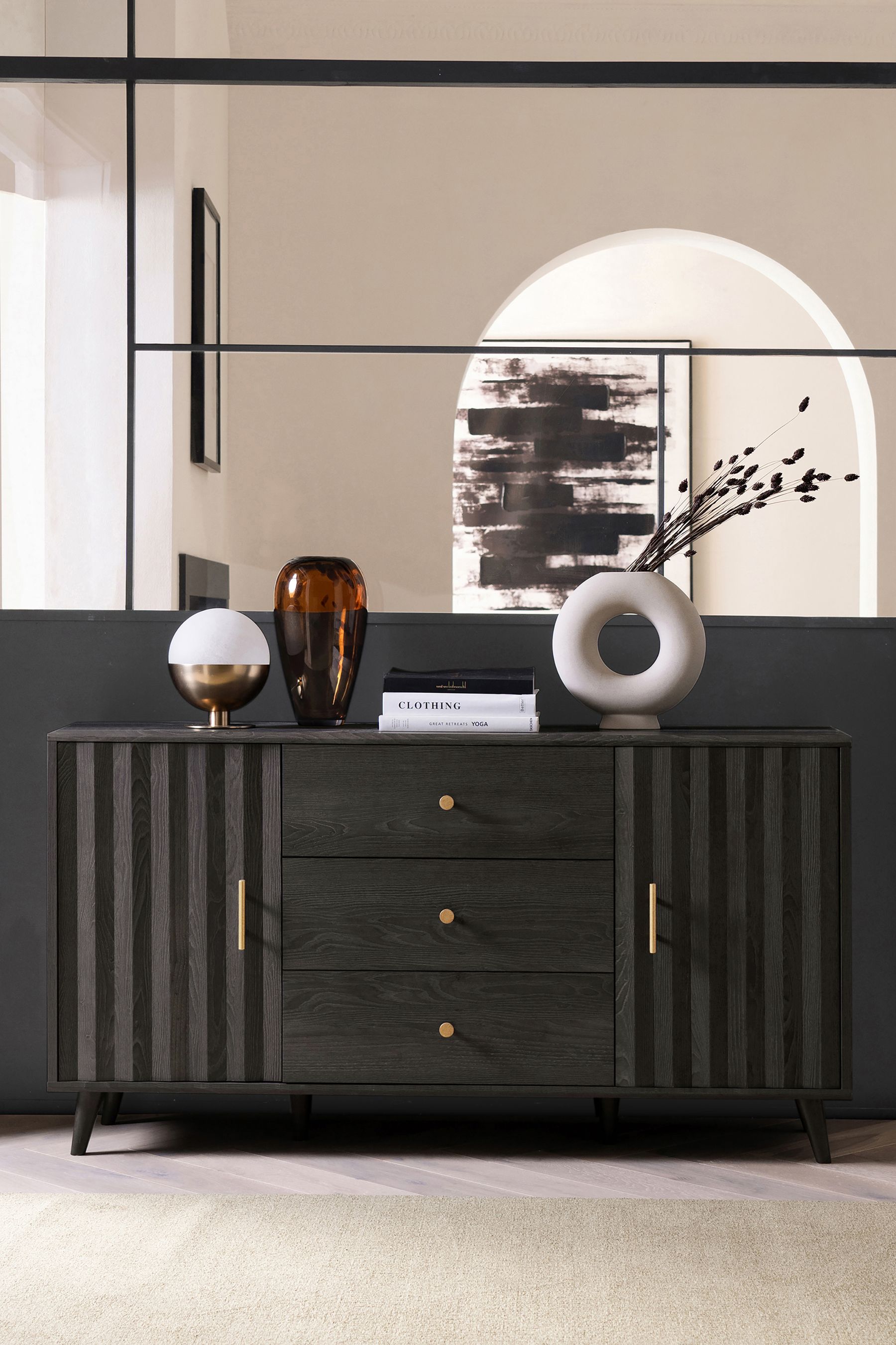 Buy Dark Grey Ezra Oak Effect Large Sideboard from Next Ireland
