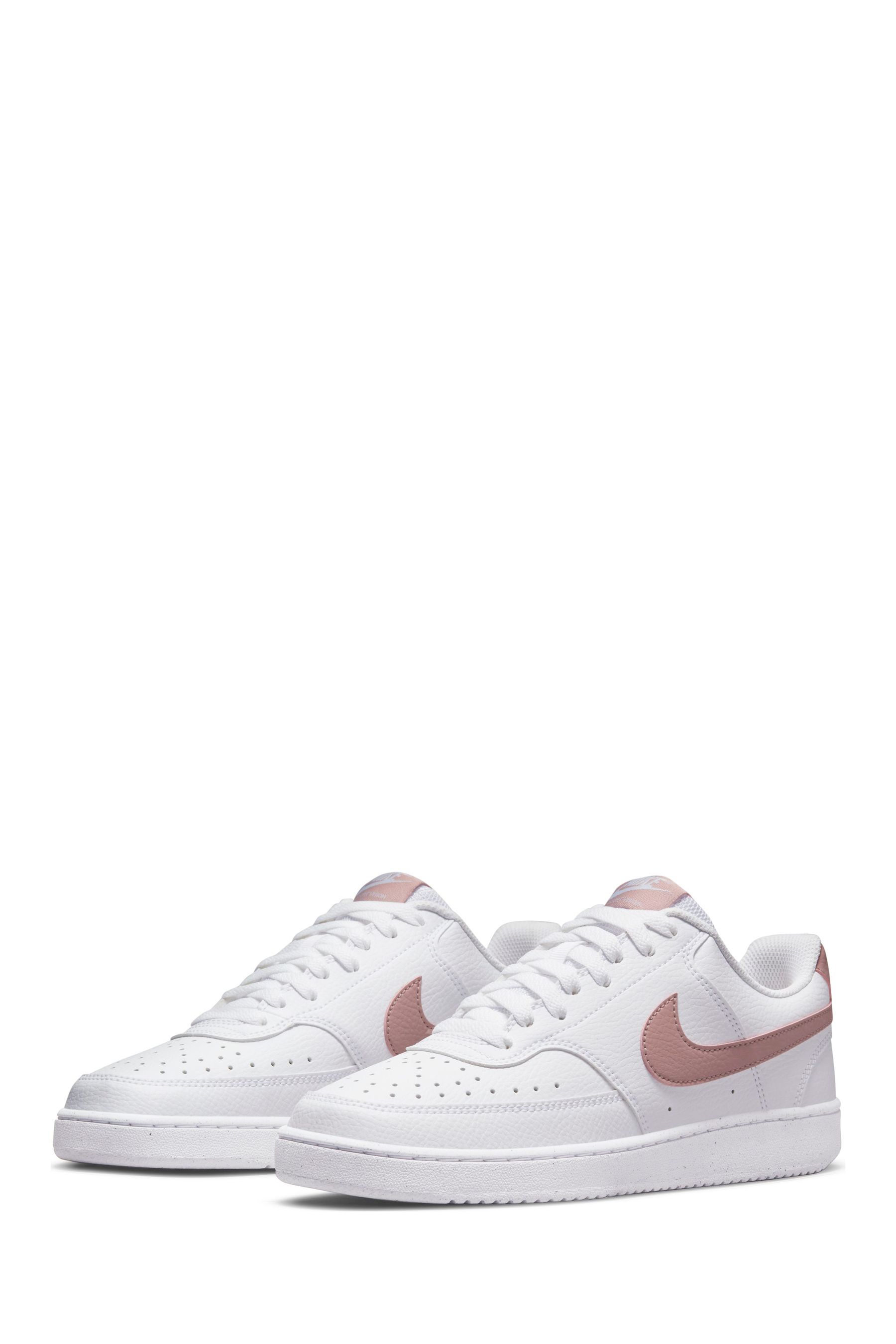 Buy Nike White/Pink Court Vision Low Trainers from the Next UK online shop