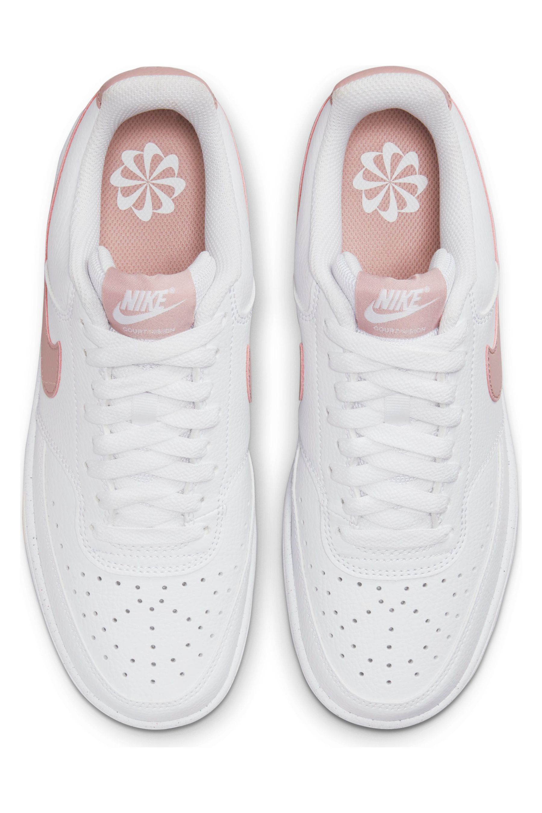 Buy Nike White/Pink Court Vision Low Trainers from the Next UK online shop