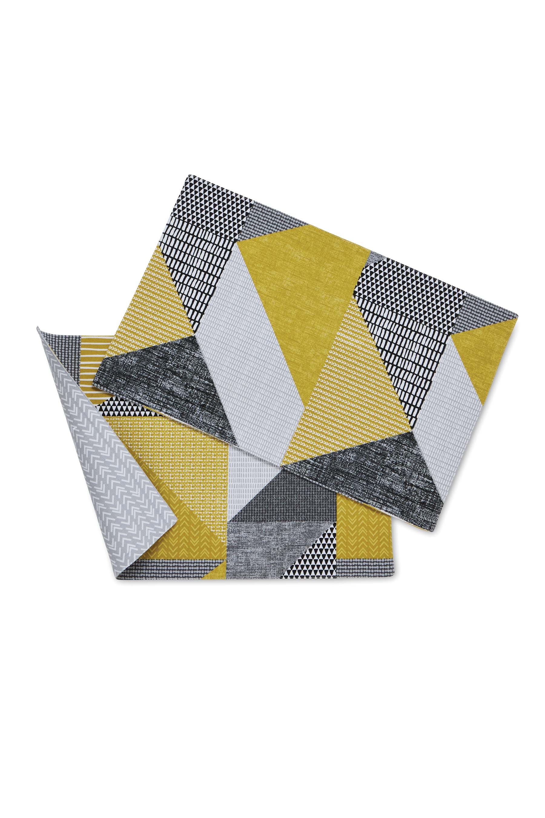 Buy Catherine Lansfield Set of 2 Yellow Larsson Geo Wipeable Placemats