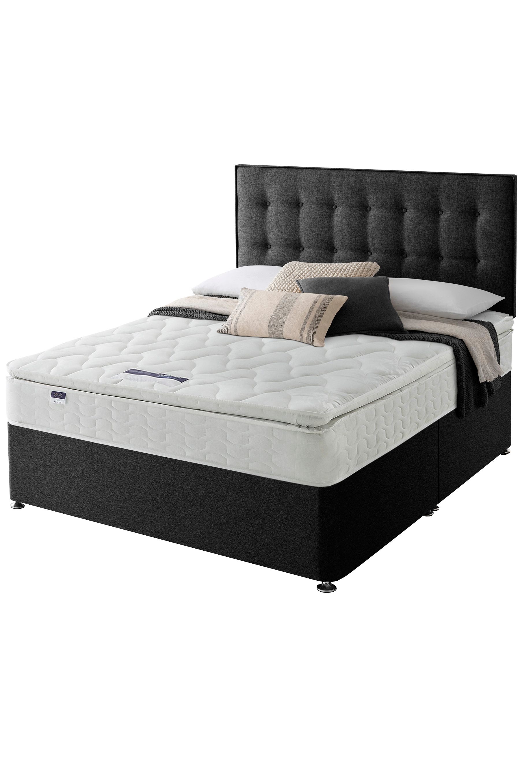 Buy Silentnight Black Miracoil Pillow Top Mattress and Divan Base Bed