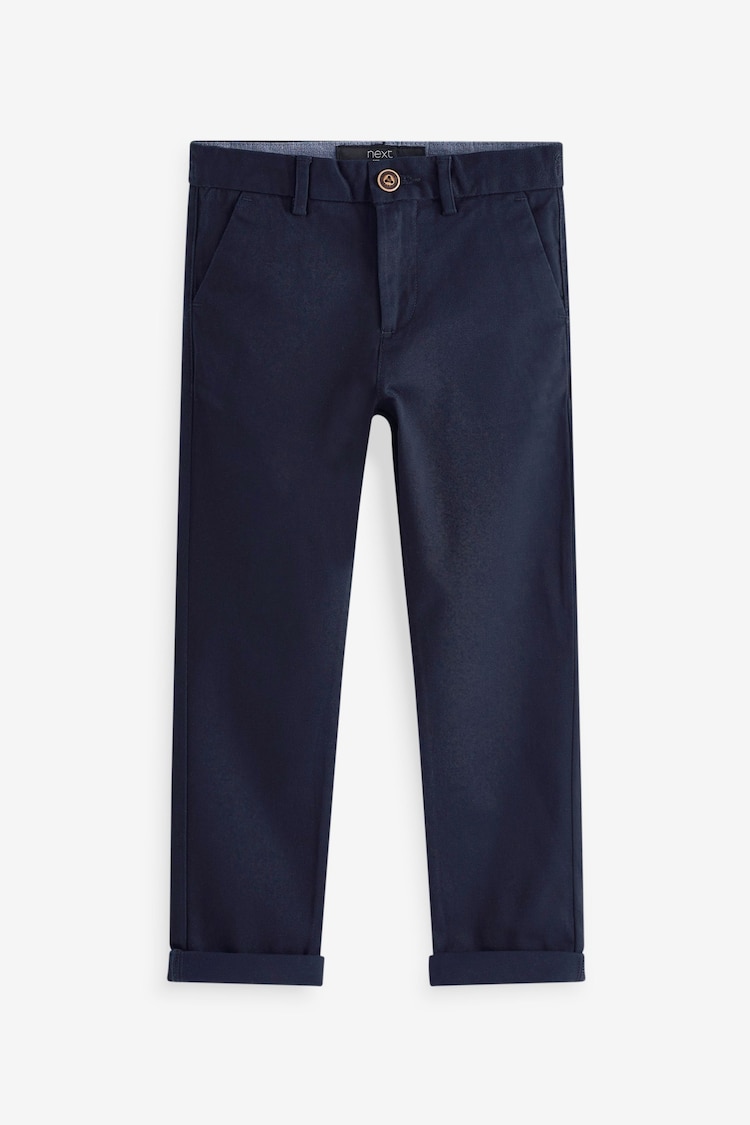 Navy Blue Regular Fit Stretch Chino Trousers (3-17yrs) - Image 1 of 1