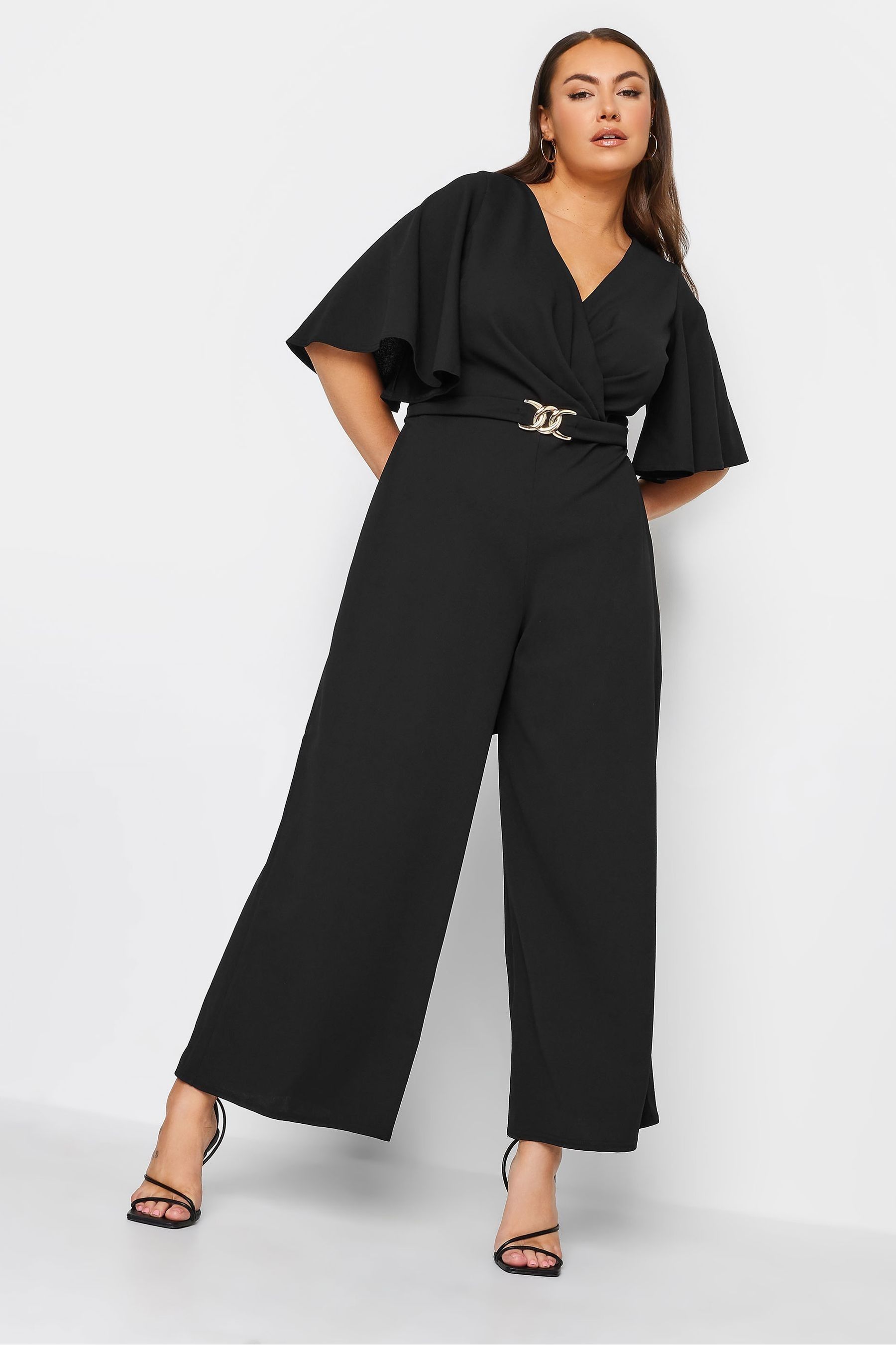 Buy Yours Curve Black London Wrap Buckle Detail Jumpsuit from the Next ...