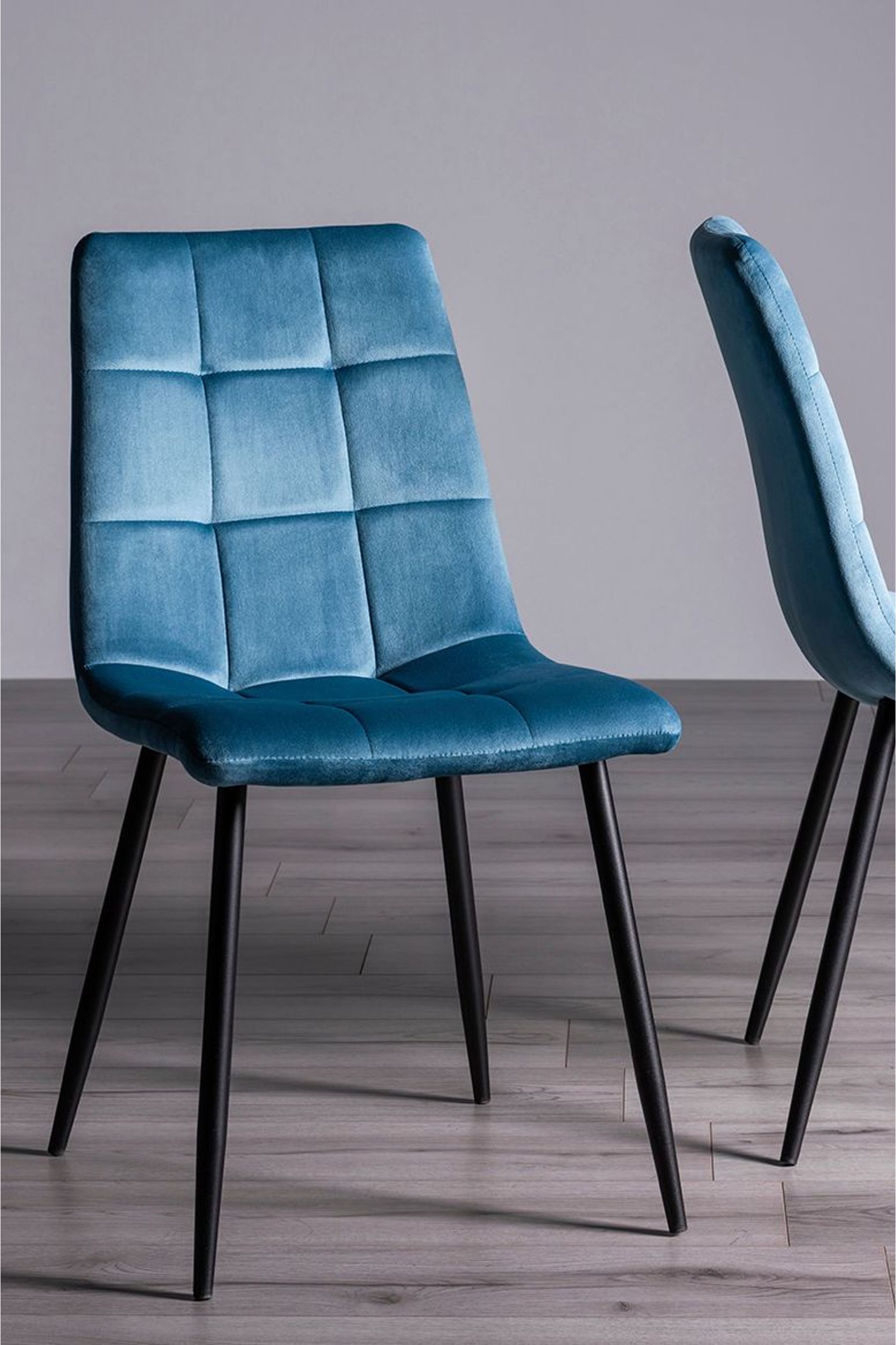 Buy Bentley Designs Set of 2 Petrol Blue Mondrian Velvet Fabric Chairs ...